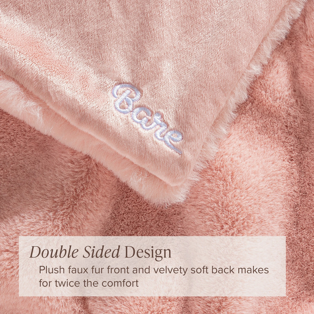 Faux Fur Blanket - 60" X 80" - Ultra Soft Fleece - Oversized, Blush