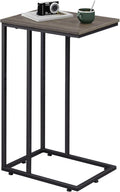 Small Side Table, C Shaped End Table for Couch, Sofa and Bed, Tv Tray Table That Slides under for Living Room, Bedroom, Bedside, Gray and Black