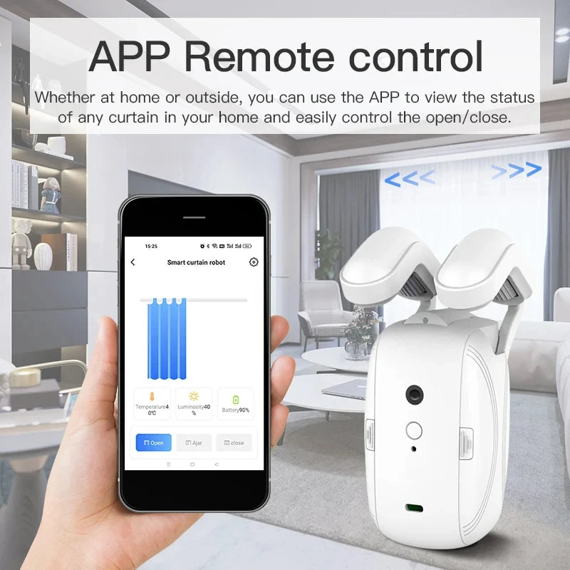 WIFI/BL Smart Curtain Robot Motor Smart Curtain Opener Roman Rod Rail Automatic Curtain Electric Curtain Robot Remote Control