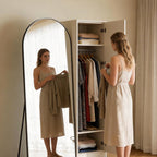 Arched Full Length Floor Mirror with Thin Metal Frame