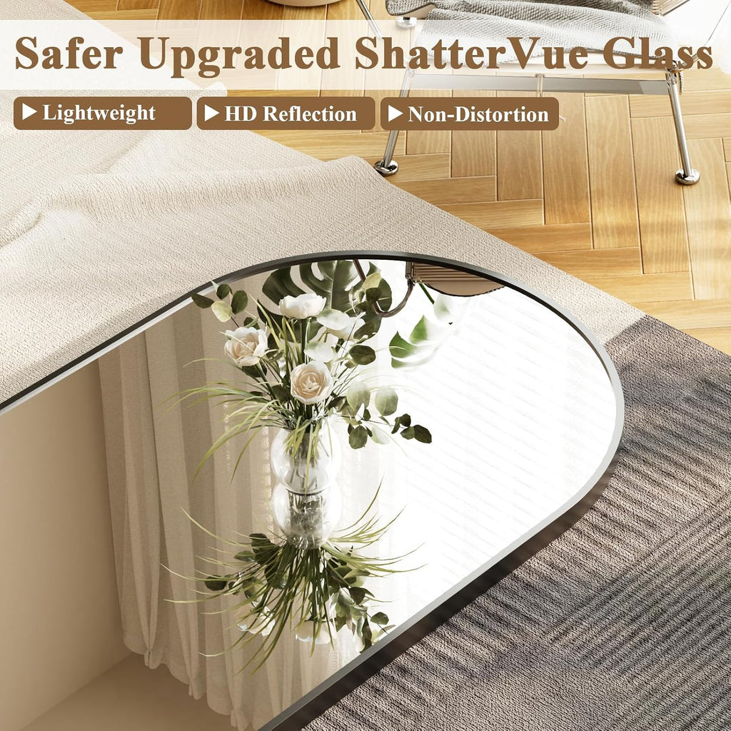 Arched Full Length Floor Mirror with Thin Metal Frame