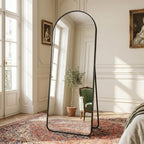 Arched Full Length Floor Mirror with Thin Metal Frame