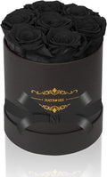 7 Piece Preserved Roses in a Box, Preserved Flowers for Birthday, Flower Gifts for Mothers Day (Black)