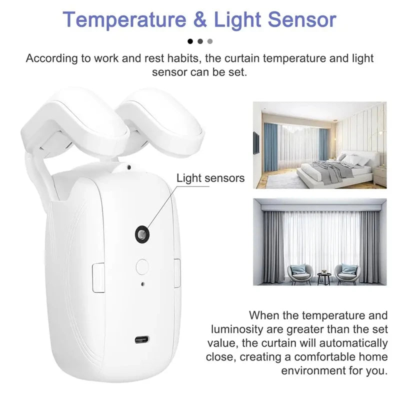 WIFI/BL Smart Curtain Robot Motor Smart Curtain Opener Roman Rod Rail Automatic Curtain Electric Curtain Robot Remote Control