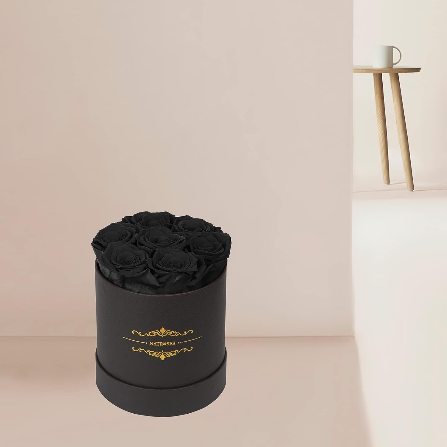7 Piece Preserved Roses in a Box, Preserved Flowers for Birthday, Flower Gifts for Mothers Day (Black)