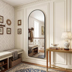 Arched Full Length Floor Mirror with Thin Metal Frame