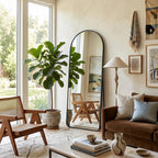 Arched Full Length Floor Mirror with Thin Metal Frame