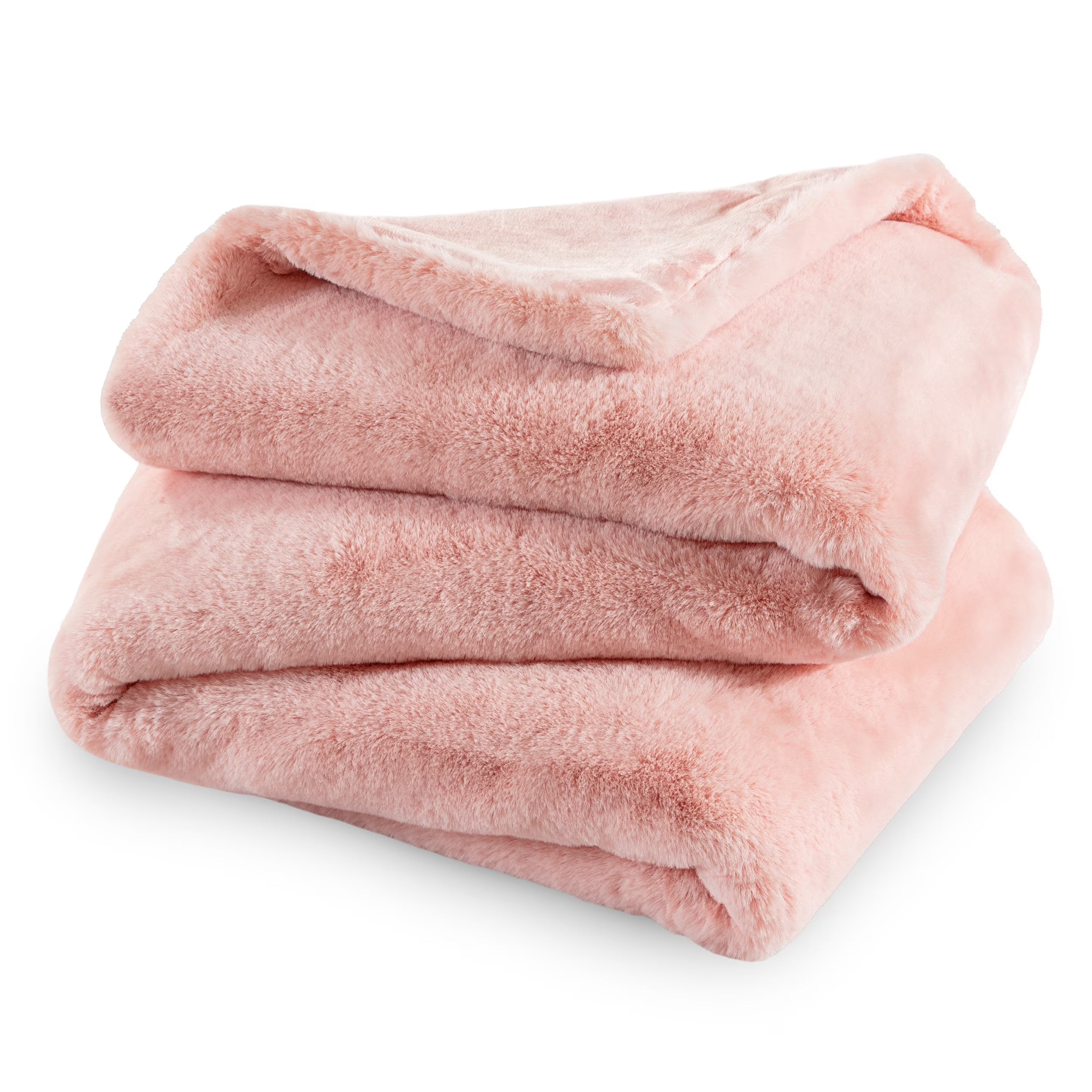Faux Fur Blanket - 60" X 80" - Ultra Soft Fleece - Oversized, Blush
