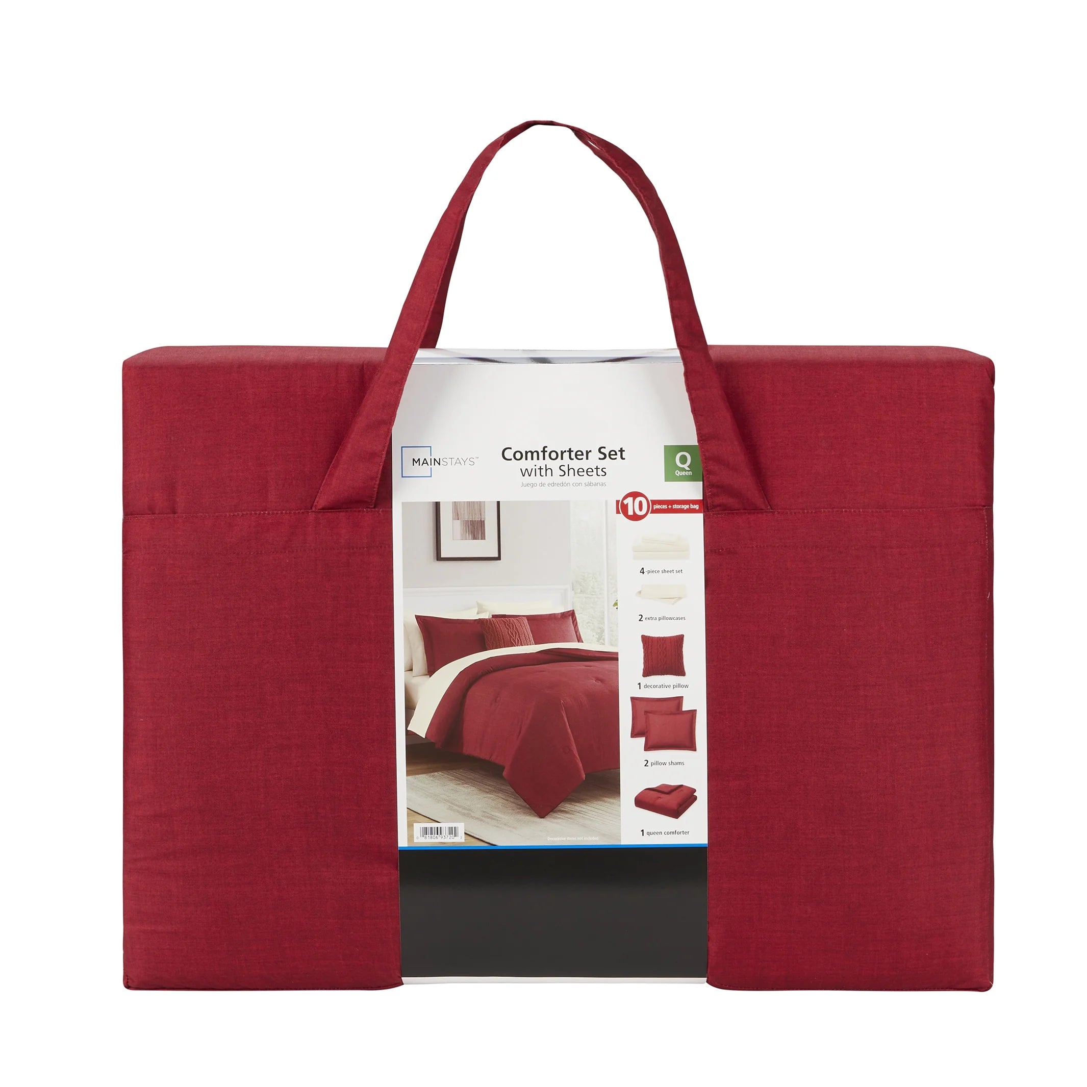 10 Piece Red Texture Bed in a Bag Comforter Set with Sheets, King