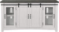 Martin Svensson Home 65" Solid Pine Wood Entertainment Center with Storage. Rustic TV Stand for Tvs up to 70." Sliding Doors, Adjustable Shelves & Cable Management – White and Grey Finish
